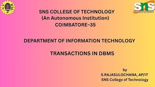 DT based video on B Trees | Database Management Systems | SNS Institutions