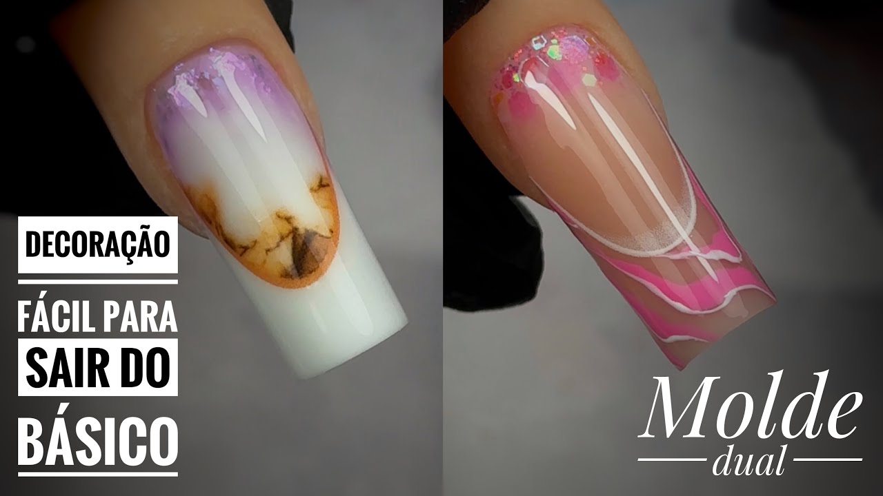 Unhas para iniciantes no molde russo/molde f1/ decoração de unhas 