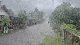 The biggest crazy super storm in history in the village, the strong winds of the typhoon are scary