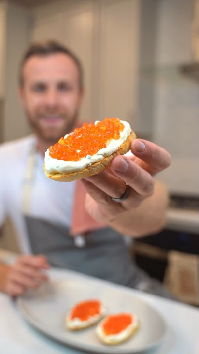 🍣 The perfect caviar crispy appetizer sandwich 😋 #youtubeshorts #cooking #shorts