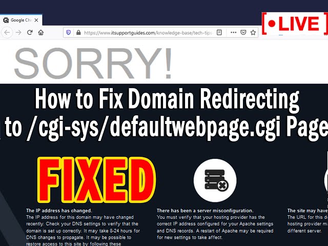 [🔴LIVE] How to fix Domain redirecting to /cgi-sys/default webpage.cgi page? class=