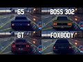 Mustang 65 vs Mustang Boss 302 vs Mustang GT vs Mustang Foxbody - NFS 2015 (Drag Race)