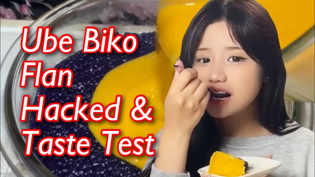 Ube Biko Flan Hacked and Taste test with Asuka   紫つくね芋、もち米、プリンを組み合わせたフィリピンデザート「ウベ ビコ フラン」を作って食べます！❤️