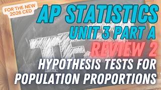 AP Statistics Unit 3 Review Part A | Hypothesis Tests for Population Proportions | NEW CED