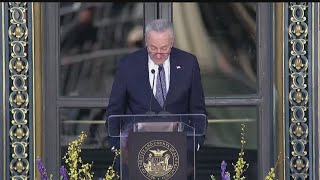 Senate Majority Leader Chuck Schumer speaks at late Sen. Dianne Feinstein's memorial
