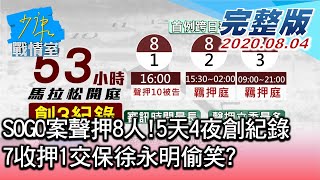 【完整版中集】SOGO案聲押8人!5天4夜創紀錄 7收押1交保徐永明偷笑 少康戰情室 20200804