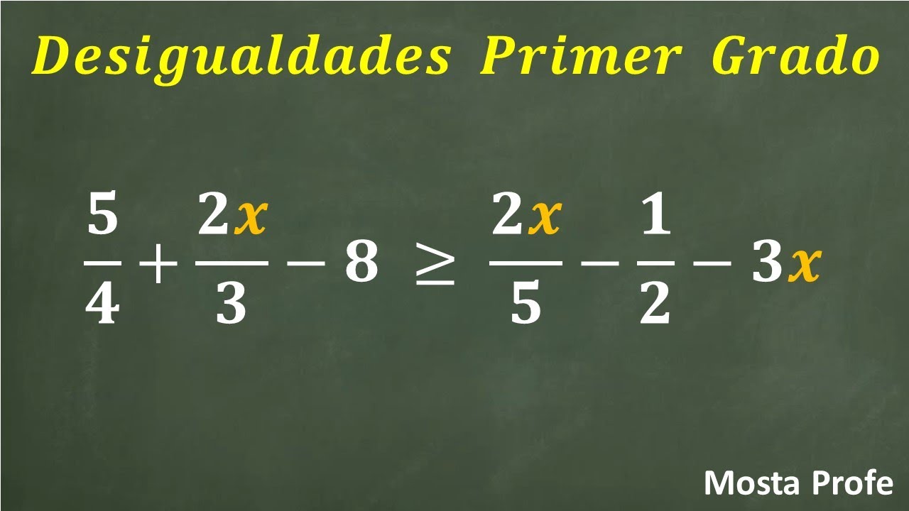 Resolución Desigualdades Lineales de Primer Grado con Fracciones y
