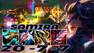 WILD RIFT SAMIRA ADC GAMEPLAY | 20 -7 -7 MVP | SAMIRA BUILD RUNES