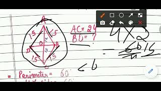 The Perimeter Of A Rhombus Is 60 Cm If The Length Of Its Longer Diagonal Measure 24 Cm Find The L ,D