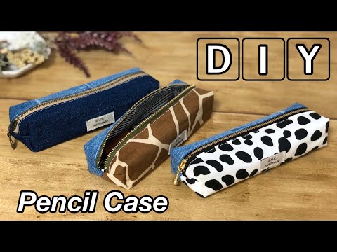 DIYペンケースの作り方】How to make a box pencil case 20cm