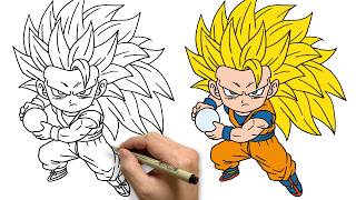 How To Draw Chibi Goku Super Saiyan 3 | Epic Dragon Ball Daima Art Step By Step Easy