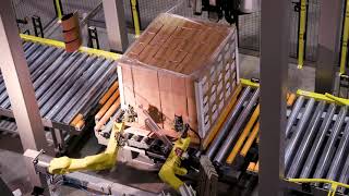 Kaufman KPal V Case Palletizing System with KForce Cornerboard Stretch