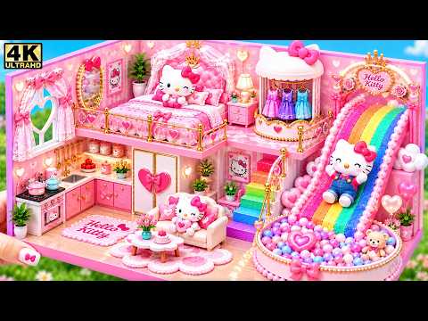 🌈 Build Cutest Hello Kitty Mini House with Stunning Rainbow Slide & Princess Bedroom | DIY House