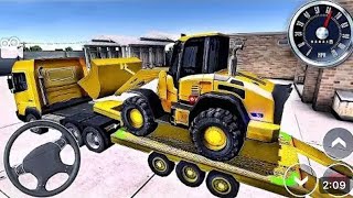 Long Trailer Truck Transporter Excavator | Construction Vehicles Delivery | Android Gameplay