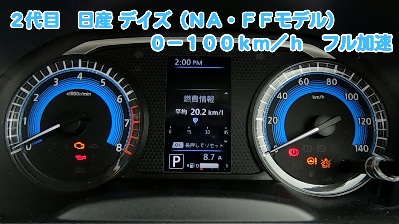 NISSAN デイズ (NA) 0-100km/h フル加速/巡行回転数