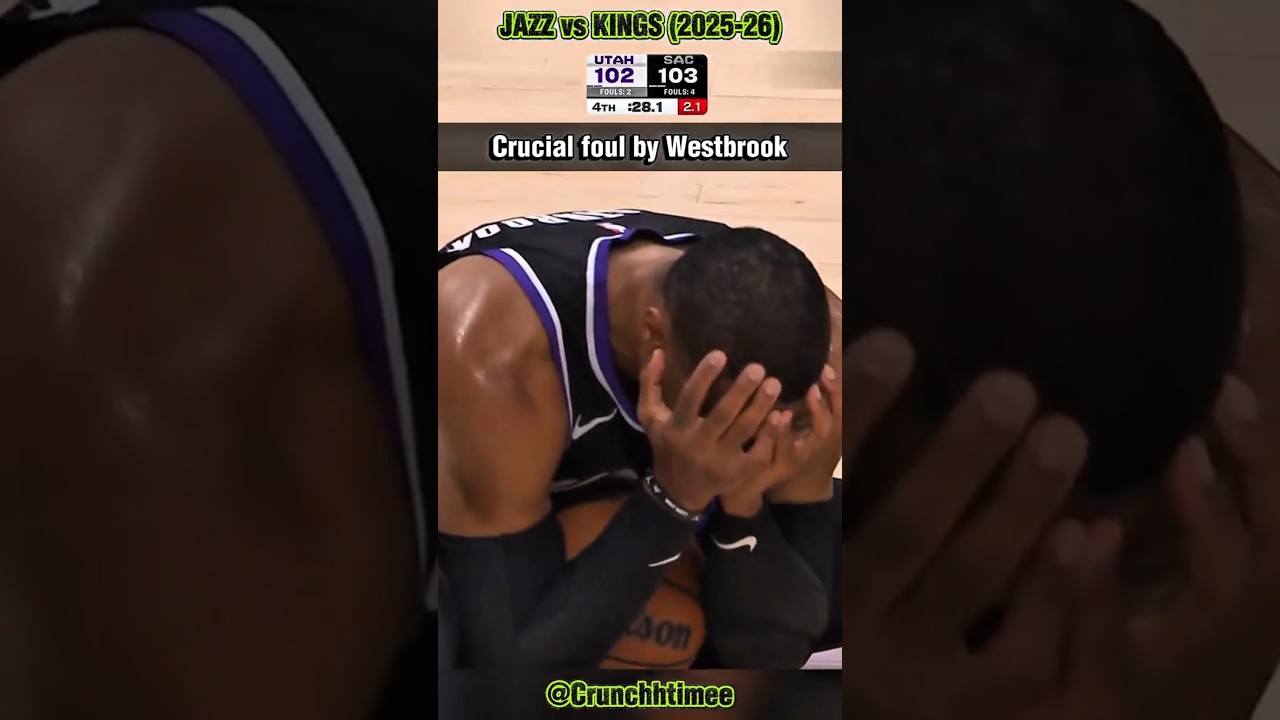 Уэстбрук с решающим фолом🫢 Сабонис с сейвом 😤 Концовка матча «Кингз» против «Джаз» 