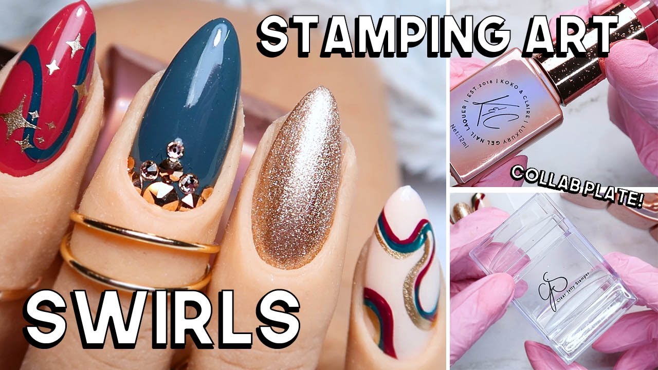 Swirl Trend Nail Art My Clear Jelly Stamper Collab Plate Youtube