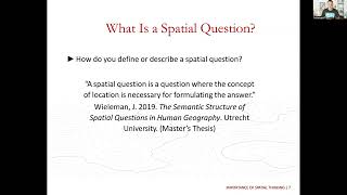 Concepts for Spatial Thinking: Geospatial Questions Profile