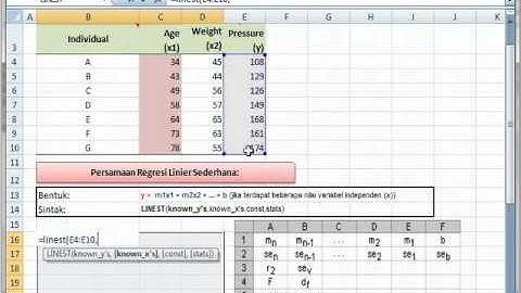 Excel: Analisis Regresi Linier Berganda (Fungsi Linest)