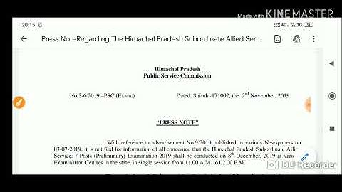 HP Subordinate Allied Services Pre Exam Date !