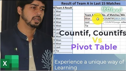 MS Excel - Pivot Table Vs COUNTIF & COUNTIFS in اردو/हिंदी
