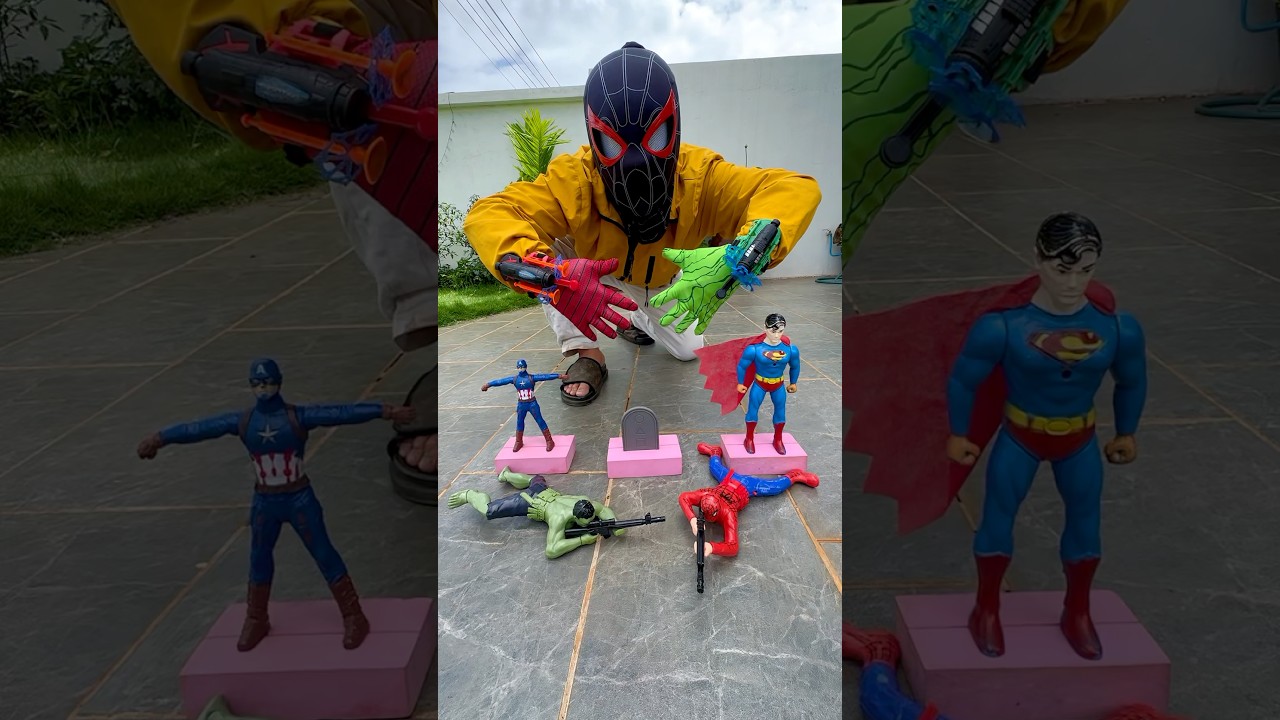 Two Spiderman silk guns unboxing & superheroes