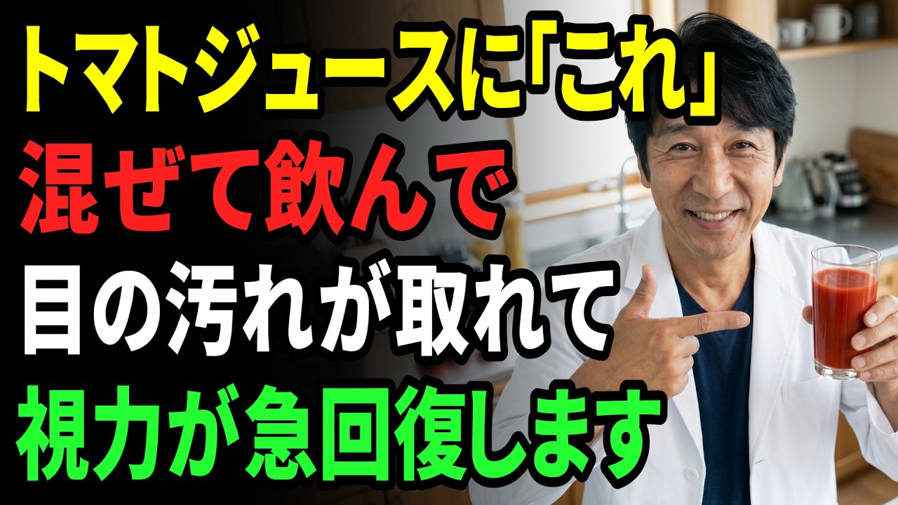【警告】トマトジュースをそのまま飲むのは大損です。コレを混ぜるだけで効果が10倍。ボロボロの網膜が30歳若返ります。