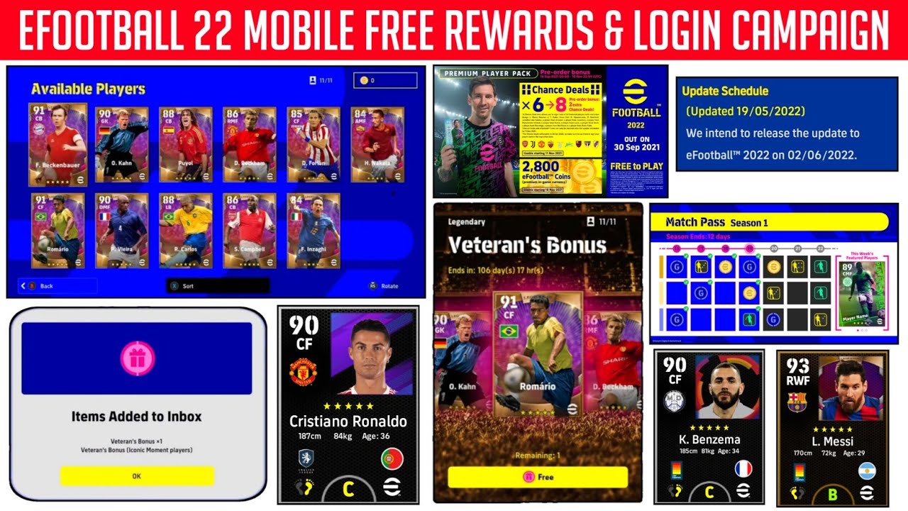 New Launch Login Campaign & Free Rewards | eFootball 2022 Mobile | Free Iconic, GP, eFootball points