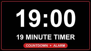 19 Minute Timer ⏱️ 4K Countdown Timer with Alarm (19:00)
