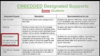 NDSA Universal Tools, Designated Supports and Accommodations