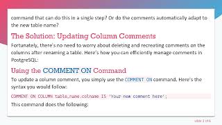 How to Alter Comments on Columns After Renaming a Table in PostgreSQL