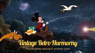 ⛈️ Timeless Mickey Fishing 1950s Disney Music with Oldies playing in another room(relaxstudysleep)