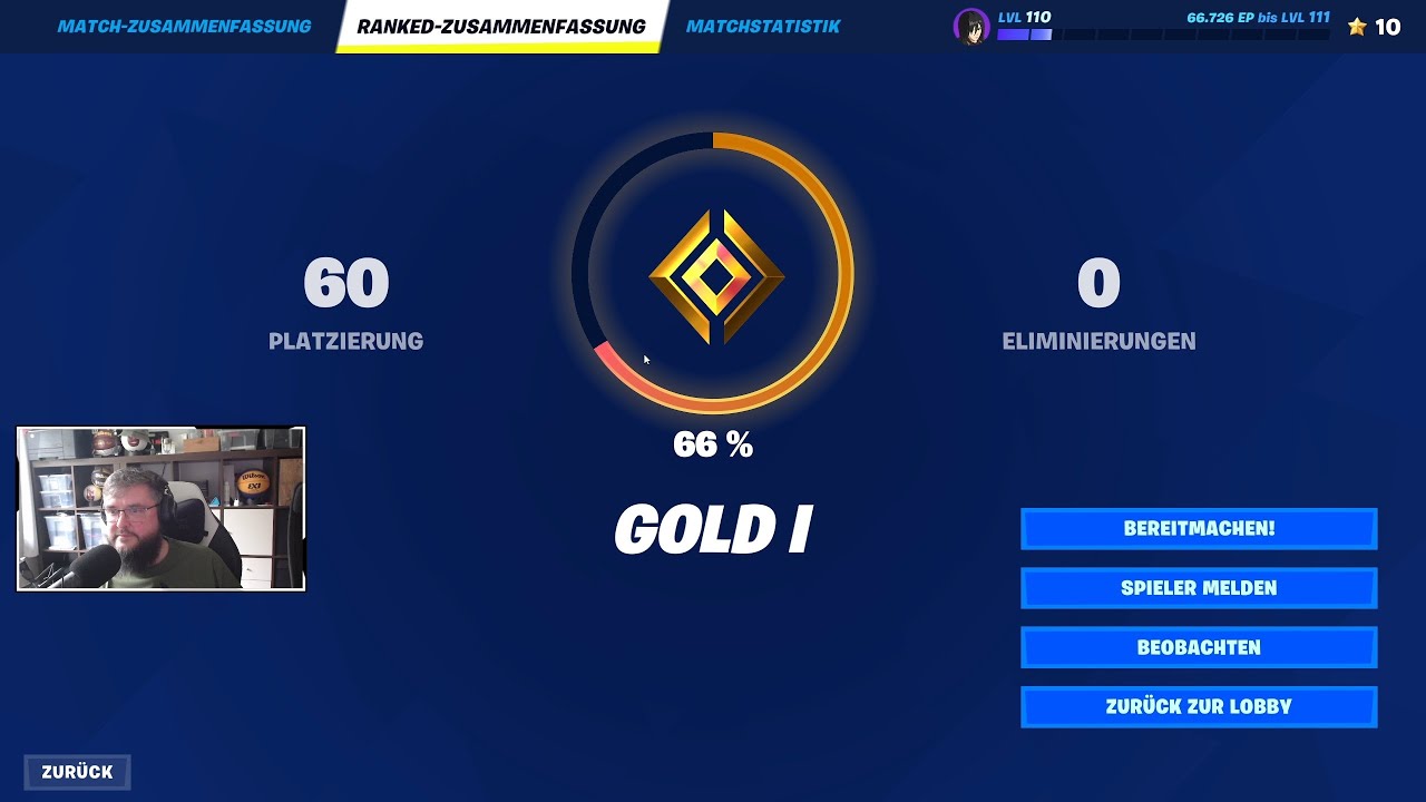 Ranked Gold Fortnite | RANKED SOLO | Platz 60 | GOLD 1 | 20.05.2023 | 18 - YouTube