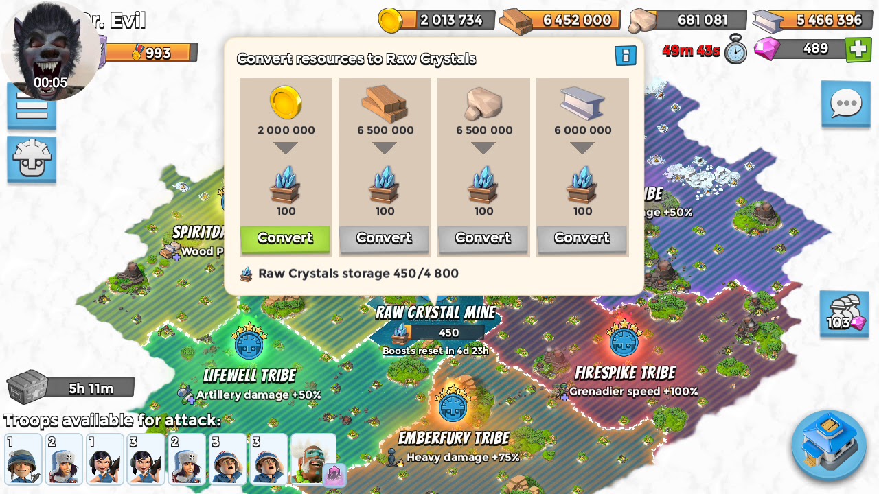 Boombeach wood Raw Crystals cost fault