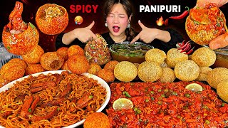 EXTREME SPICY PANIPURI MUKBANG🥵🔥PIRO GILO KURKURE CHATPATEY🌶️WITH 2X SPICY NOODELS | #mikasa