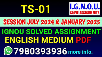 TS 1 Solved Assignment 2024-25 English, TS 1 Solved Assignment 24-25, TS-01 Assignment