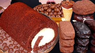 ASMR CHOCOLATE CAKE MALTESERS KITKAT ICE CREAM NUTELLA DESSERT MUKBANG 초콜릿 먹방チョコレート 咀嚼音EATING SOUNDS