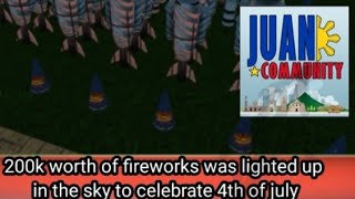 200k worth of fireworks shined in the sky to celebrate 4th of july on bloxburg | Juan community