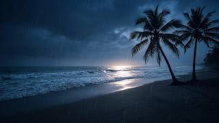 Rainy Shoreline at Night with Soft Waves for Peaceful Sleep and Stress Relief screenshot 4