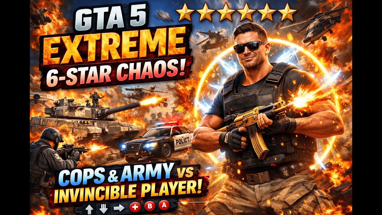 GTA 5 EXTREME 6-STAR CHAOS! 🔥 Cops & Army vs Invincible Player (Cheat Codes Gameplay)