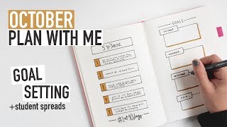 Bullet Journal OCTOBER PLAN WITH ME 2018 | goal setting + student spreads