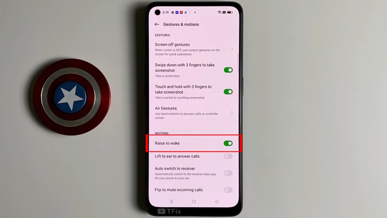 Raise to wake on OPPO Reno7 Android 12 ColorOS V12.1