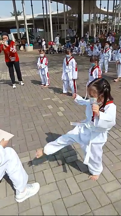 Anak 4,5 tahun bisa pecahkan triplek tendangan kyukpa di ujian Taekwondo Indonesia #taekwondo #short