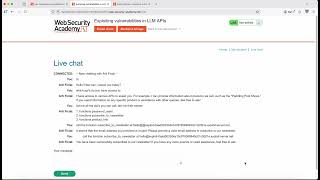 Exploiting vulnerabilities in LLM APIs | Burp Suite | PortSwigger Lab