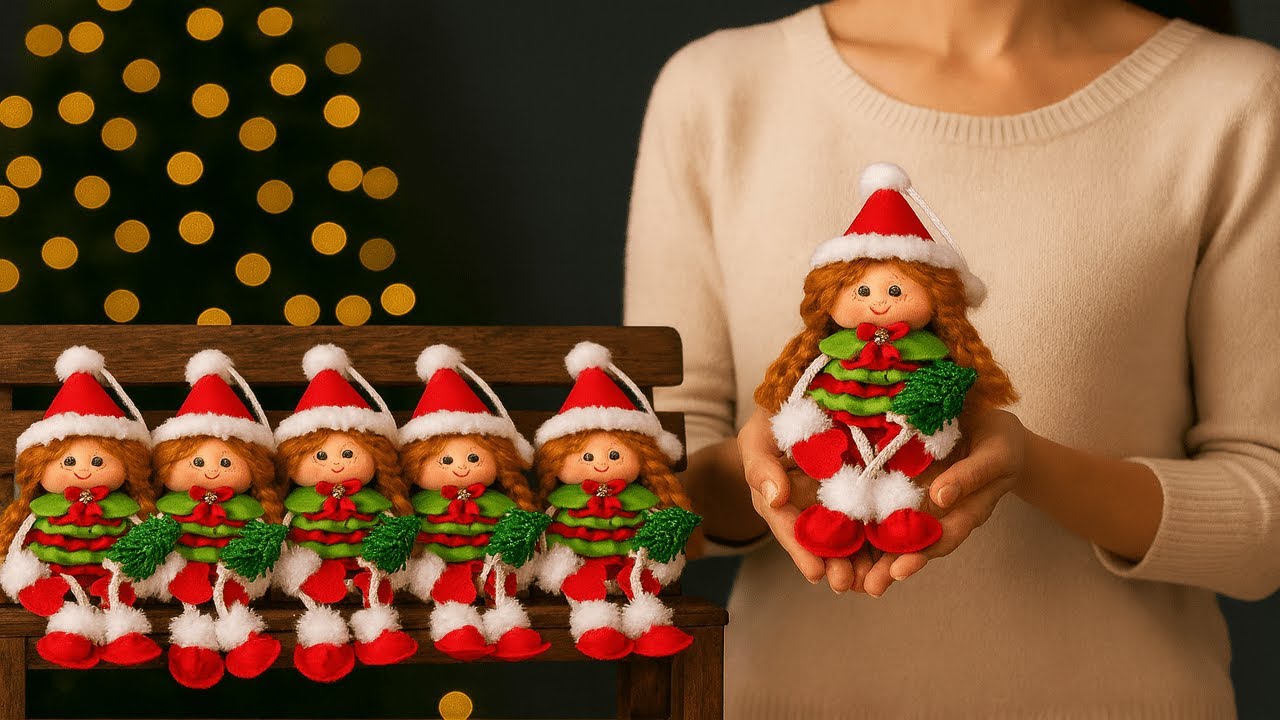 ?Very Cute and Easy, Christmas Mini Doll with Felt?DIY Christmas 