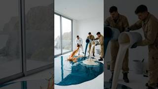 MARBLED EPOXY FLOOR THAT'S ACTUALLY INSANE #shorts #diy  #fyp