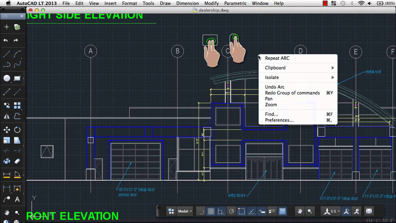 AutoCAD LT 2013 for Mac Using Gestures