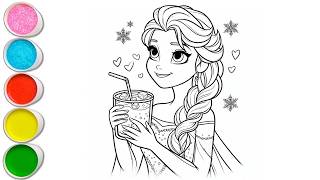 Cute Elsa Frozen Drawing for kids, Painting & Coloring for kids, Toddlers | Let's Draw Together