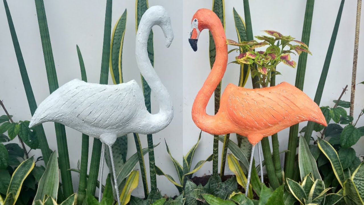 Cement craft ideas #19, Flamingo pot design, DIY beautiful flamingo pot, By i catchers_76