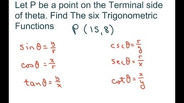 Find 6 Trigonometric Functions Given a Point On The Terminal Side Of Angle P(15, 8)